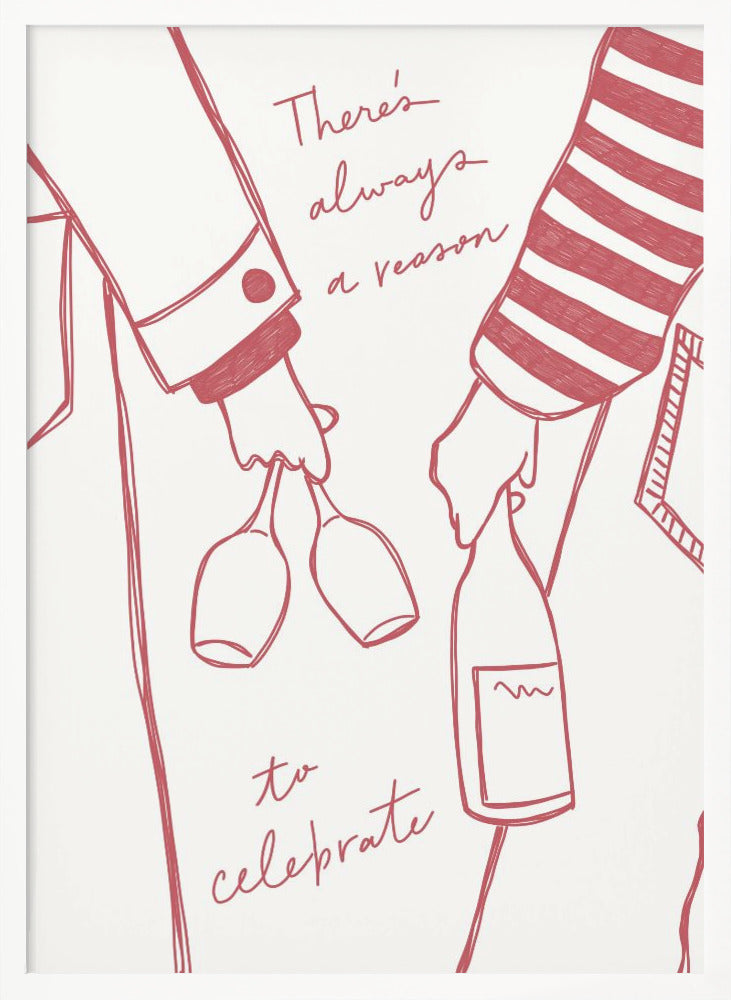 Woman holding wine bottle and wine glass (Red) - Wine Vin Rouge Femme - Poster / Art Print