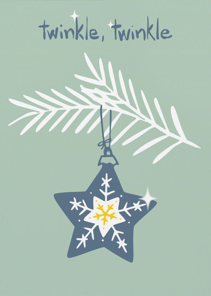 Cheerful twinkle Christmas star mint - Poster / Art Print