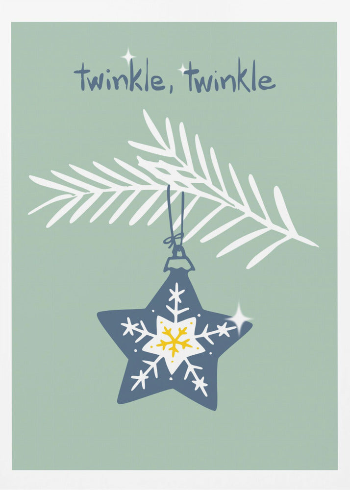 Cheerful twinkle Christmas star mint - Poster / Art Print