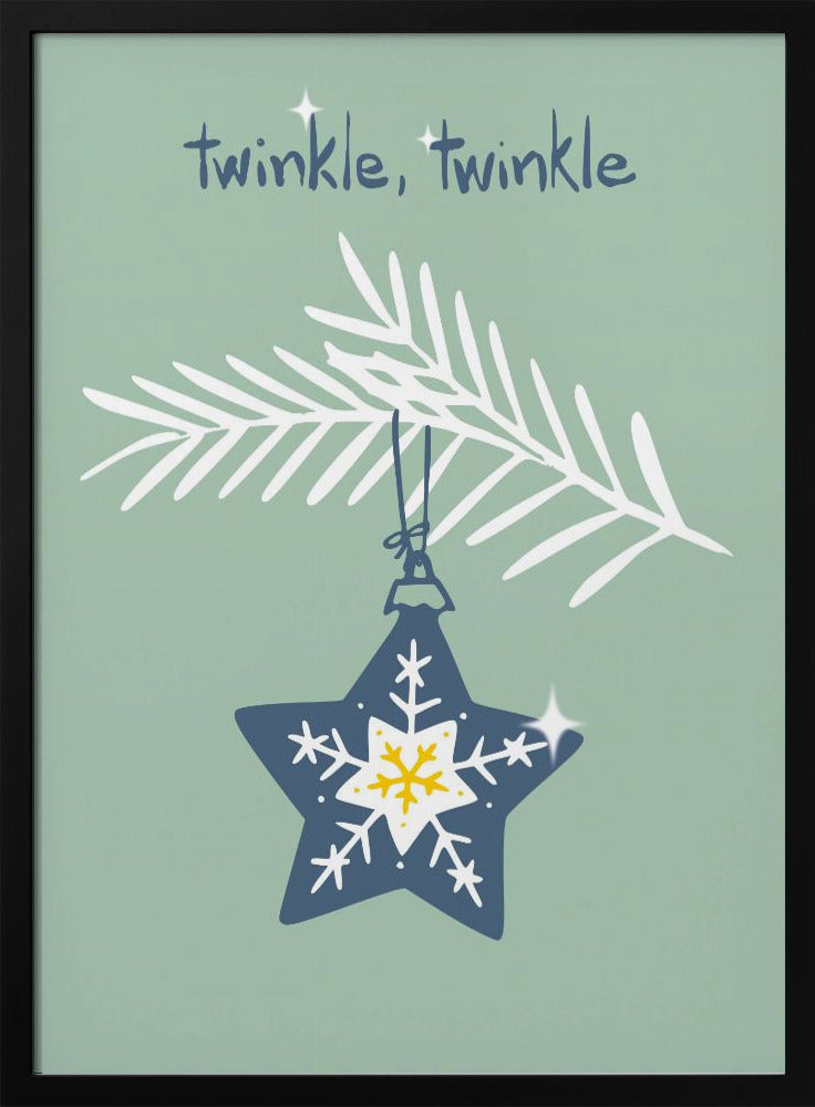 Cheerful twinkle Christmas star mint - Poster / Art Print