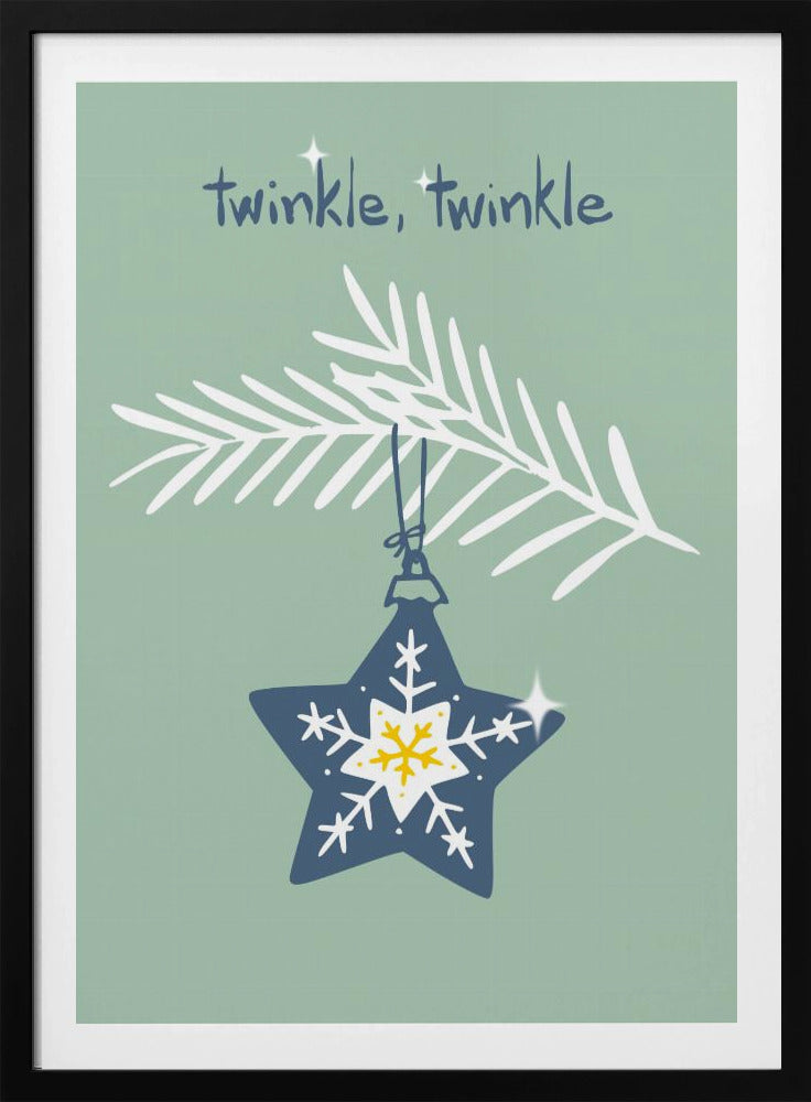 Cheerful twinkle Christmas star mint - Poster / Art Print