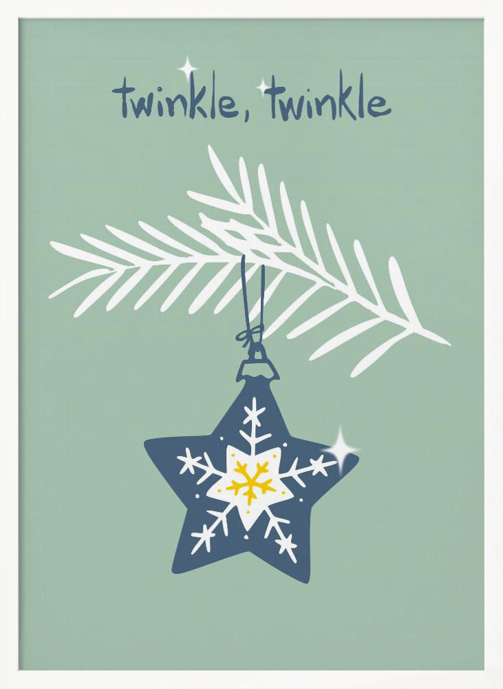 Cheerful twinkle Christmas star mint - Poster / Art Print