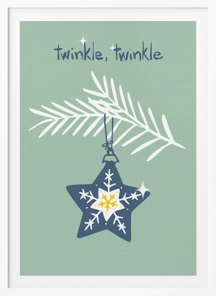 Cheerful twinkle Christmas star mint - Poster / Art Print