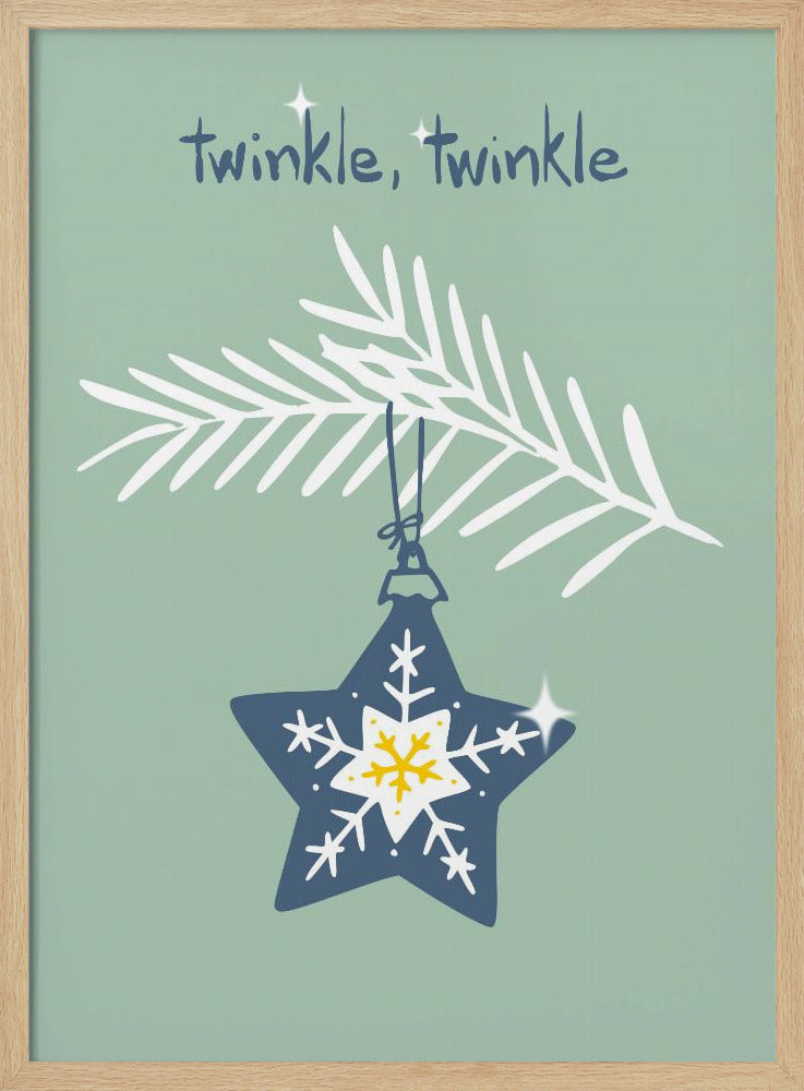 Cheerful twinkle Christmas star mint - Poster / Art Print