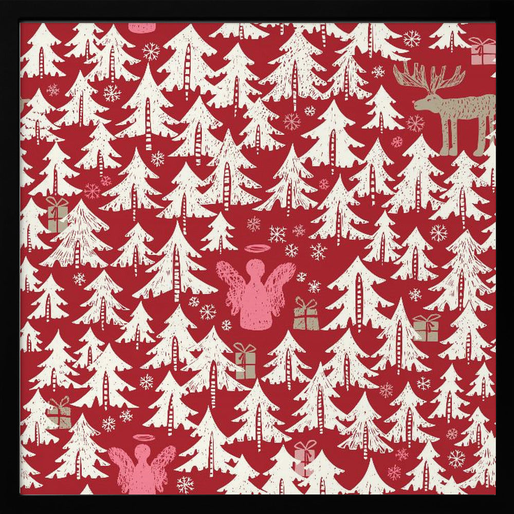 Black forest X-Mas Winter forest pattern - Poster / Art Print