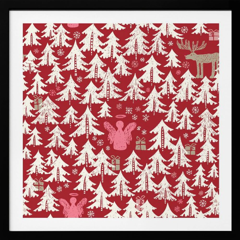 Black forest X-Mas Winter forest pattern - Poster / Art Print