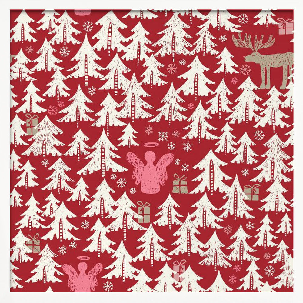 Black forest X-Mas Winter forest pattern - Poster / Art Print