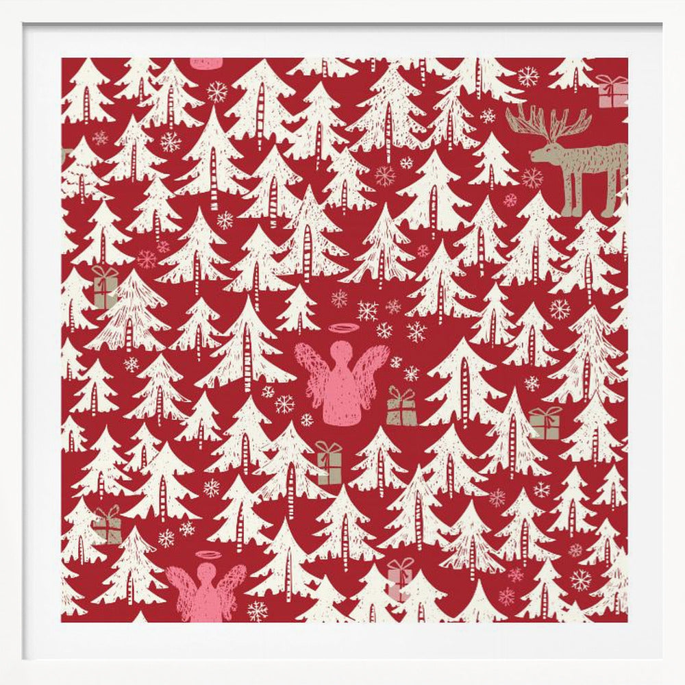 Black forest X-Mas Winter forest pattern - Poster / Art Print