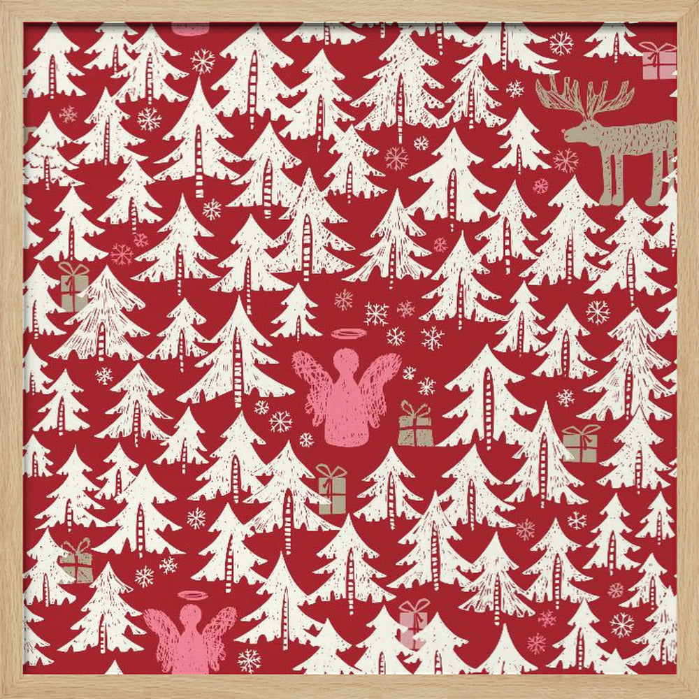 Black forest X-Mas Winter forest pattern - Poster / Art Print