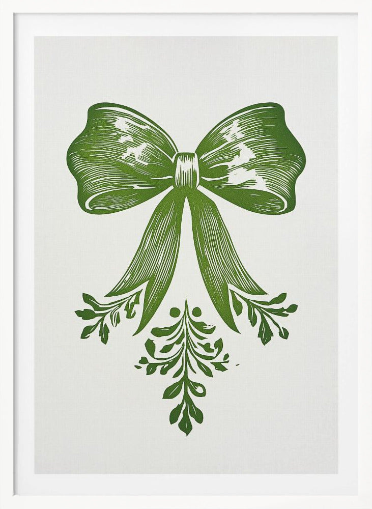 Christmas Bow Green - Poster / Art Print