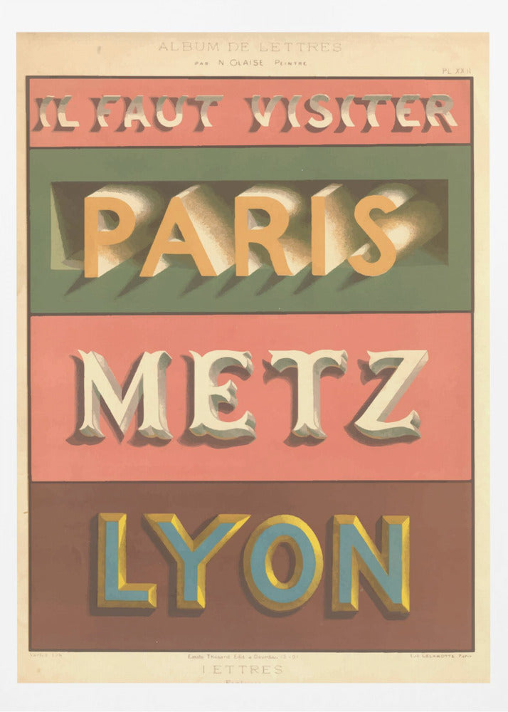 Paris Metz Lyon - Poster / Art Print