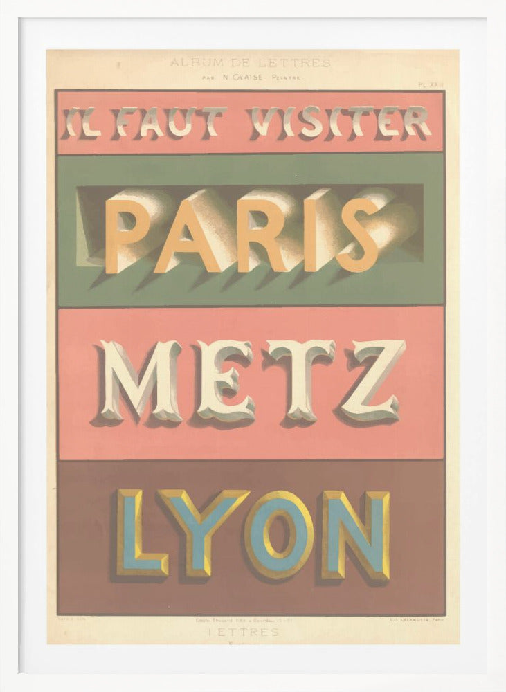 Paris Metz Lyon - Poster / Art Print