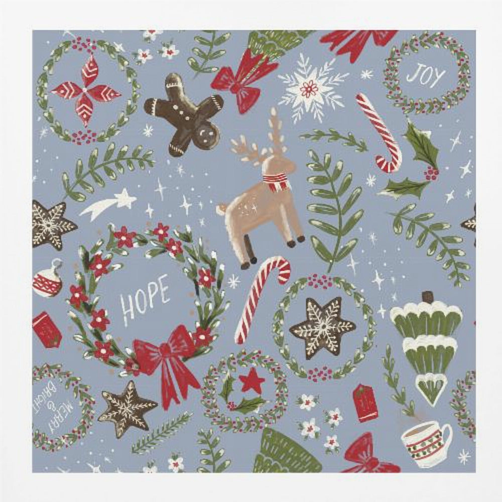 Magical Christmas Blue Pattern - Poster / Art Print