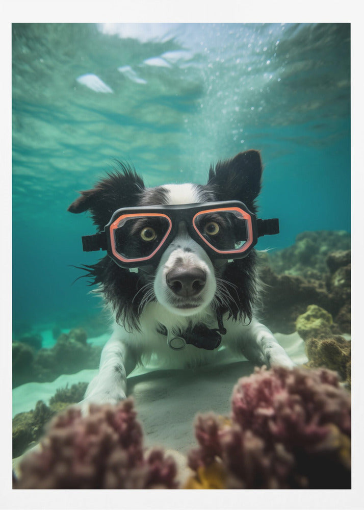 Border Collie Dive 3 - Poster / Art Print