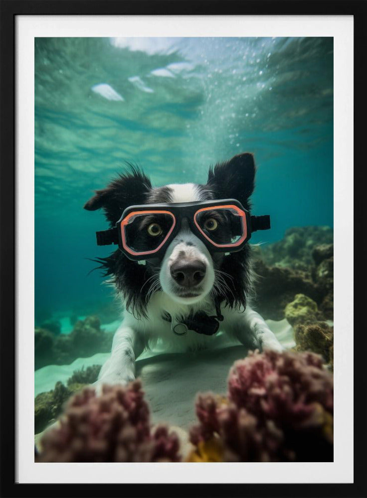 Border Collie Dive 3 - Poster / Art Print