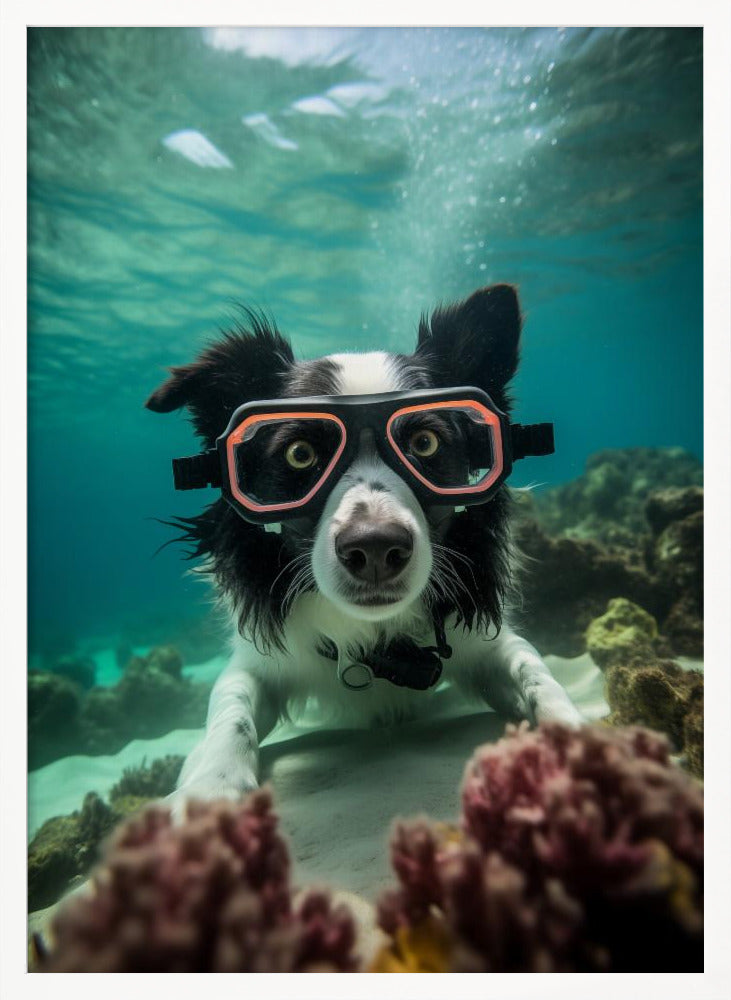 Border Collie Dive 3 - Poster / Art Print