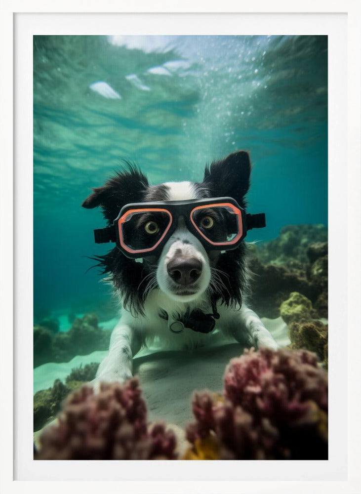 Border Collie Dive 3 - Poster / Art Print