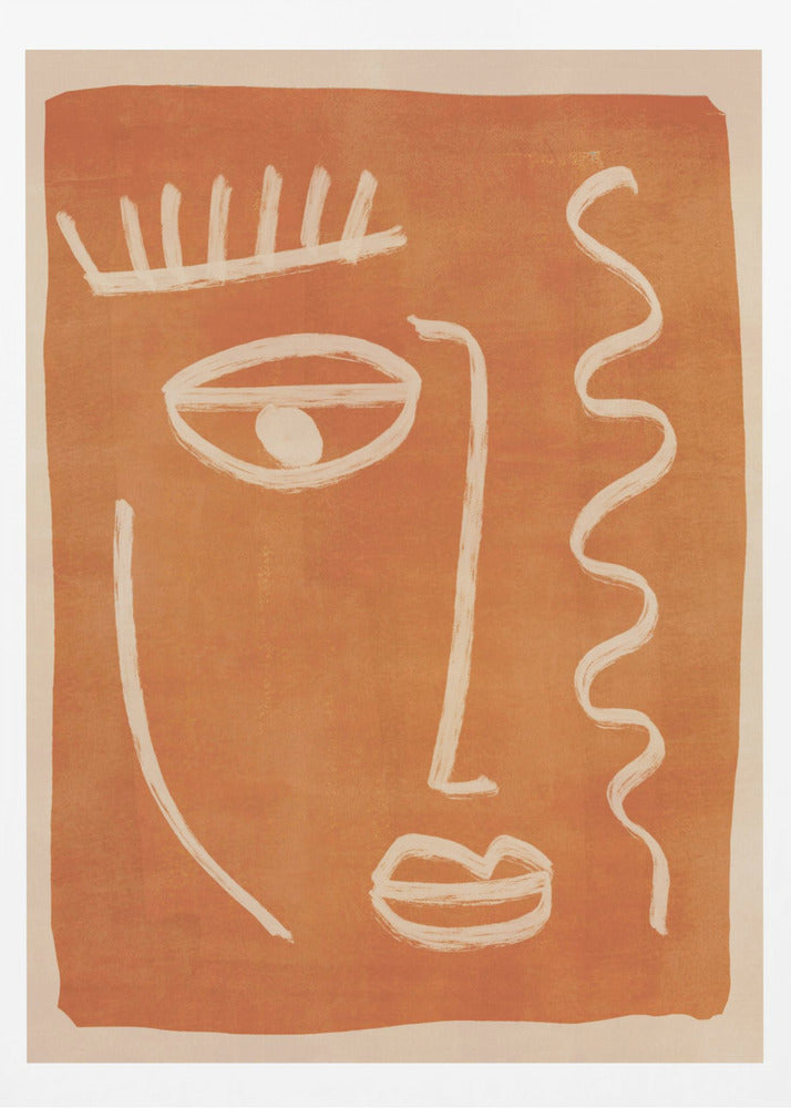 An abstract face portrait, featuring a stylized and artistic representation of a face, suitable as a modern art print or poster. Poster