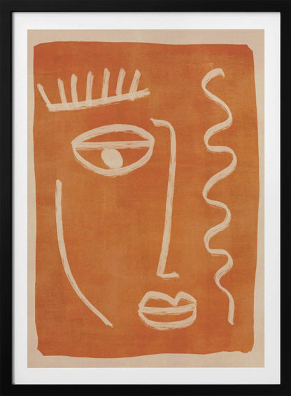 An abstract face portrait, featuring a stylized and artistic representation of a face, suitable as a modern art print or poster. Poster