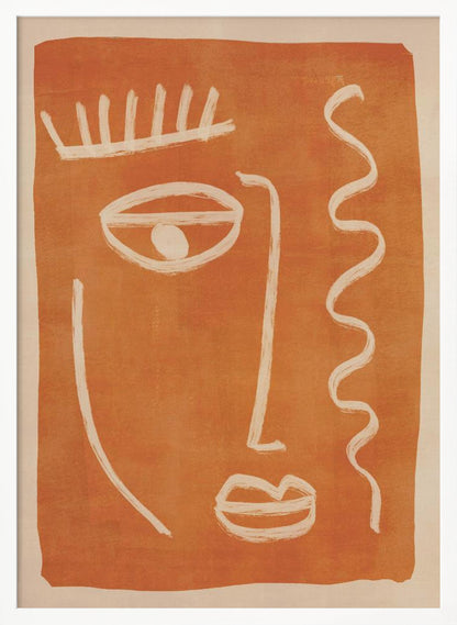 An abstract face portrait, featuring a stylized and artistic representation of a face, suitable as a modern art print or poster. Poster