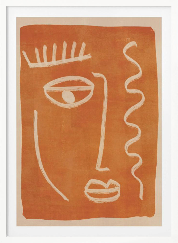 An abstract face portrait, featuring a stylized and artistic representation of a face, suitable as a modern art print or poster. Poster