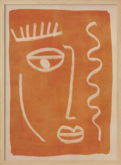 An abstract face portrait, featuring a stylized and artistic representation of a face, suitable as a modern art print or poster. Poster