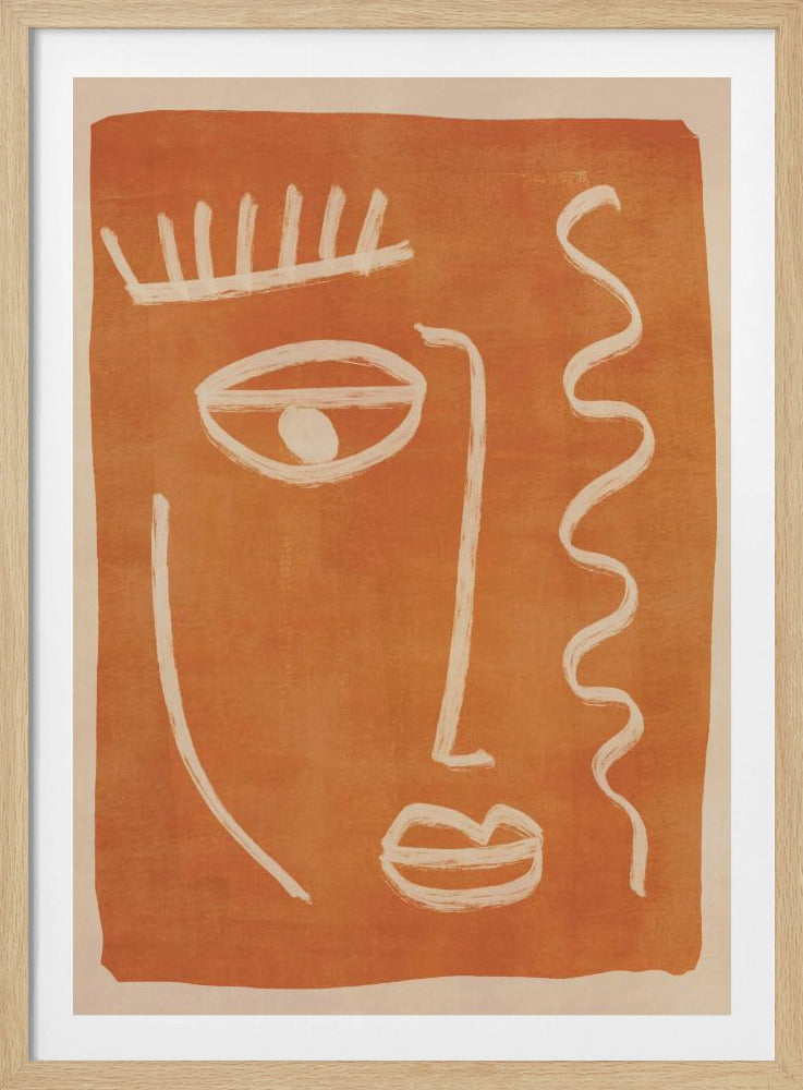 An abstract face portrait, featuring a stylized and artistic representation of a face, suitable as a modern art print or poster. Poster