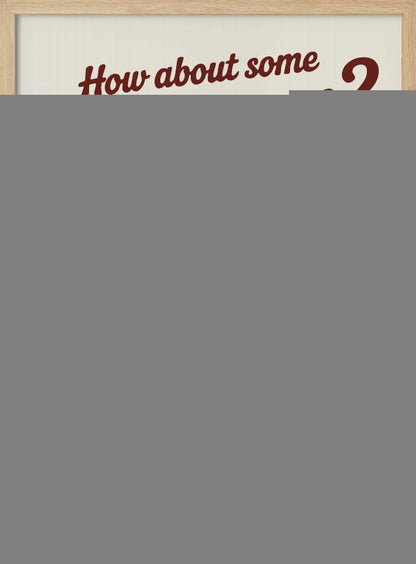 A vintage-style poster with a black frame featuring a cartoon ice cream cone. The character has a smiling face, arms, and legs, is walking, and gives a thumbs-up. Above it, the text reads 'How about some Ice Cream?' in a retro, reddish-brown font on an off-white background. Print