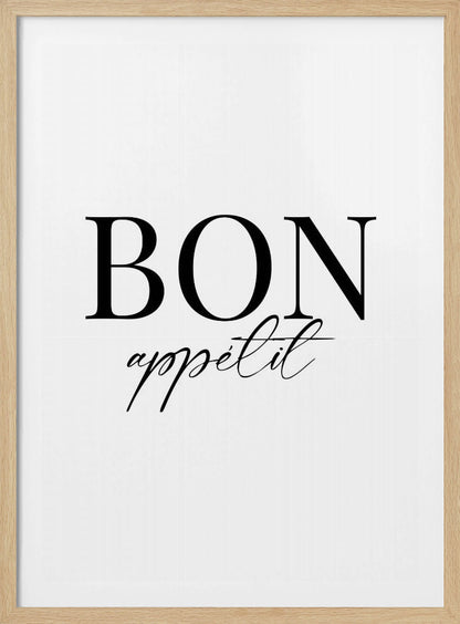 An art print titled 'Bon Appetit No 1', featuring text or imagery related to food and dining. Decor