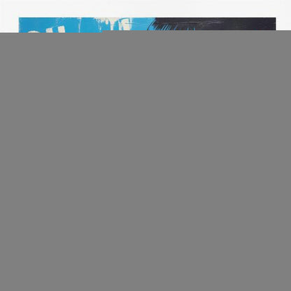 A pop art illustration of a woman with blue-black hair in profile, licking a red and white swirled lollipop against a bright blue background with the text 'OH BABY BABY IT'S A WILD WORLD'. Print