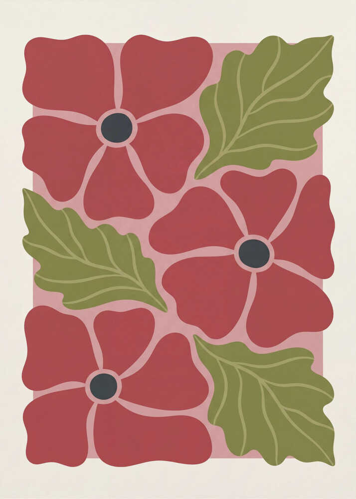 Stylized Red Flowers No 2 - Poster / Art Print