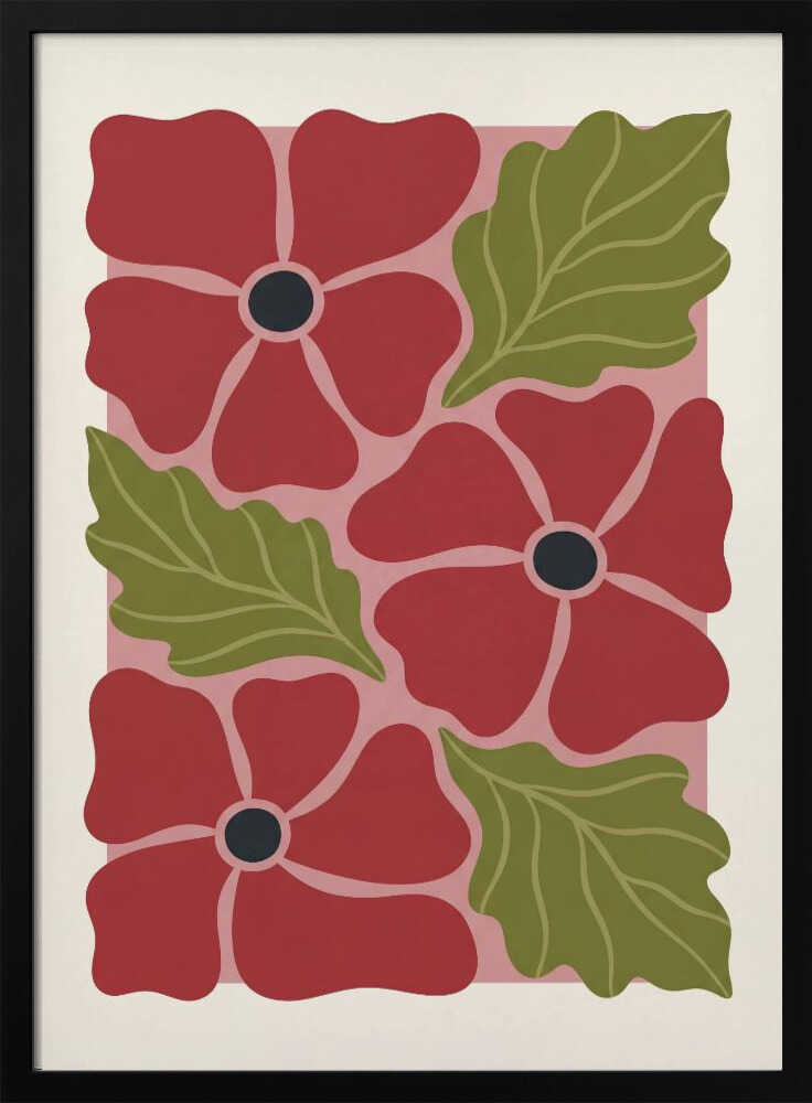 Stylized Red Flowers No 2 - Poster / Art Print