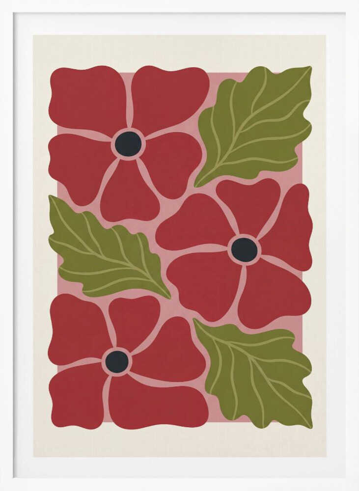 Stylized Red Flowers No 2 - Poster / Art Print