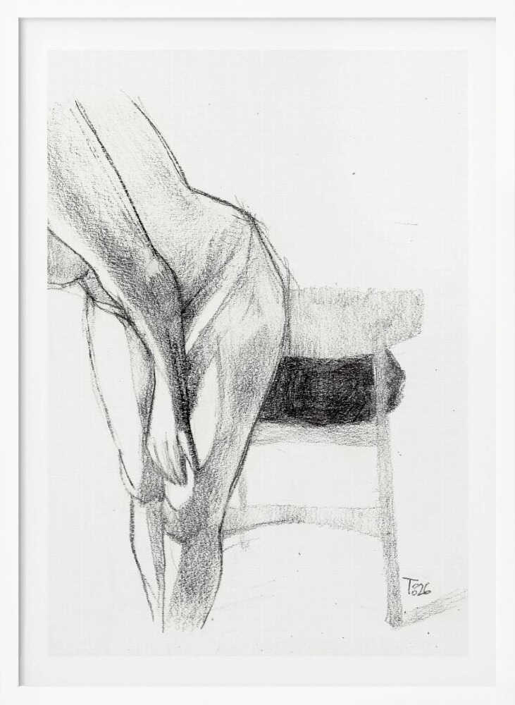 Pencil sketch of a person bending over, a figure drawing art print.