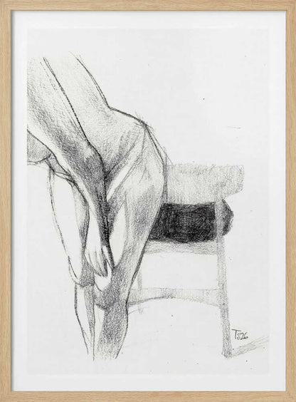 Pencil sketch of a person bending over, a figure drawing art print.