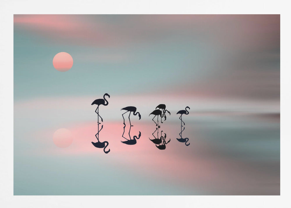 Family flamingos. - Poster / Art Print