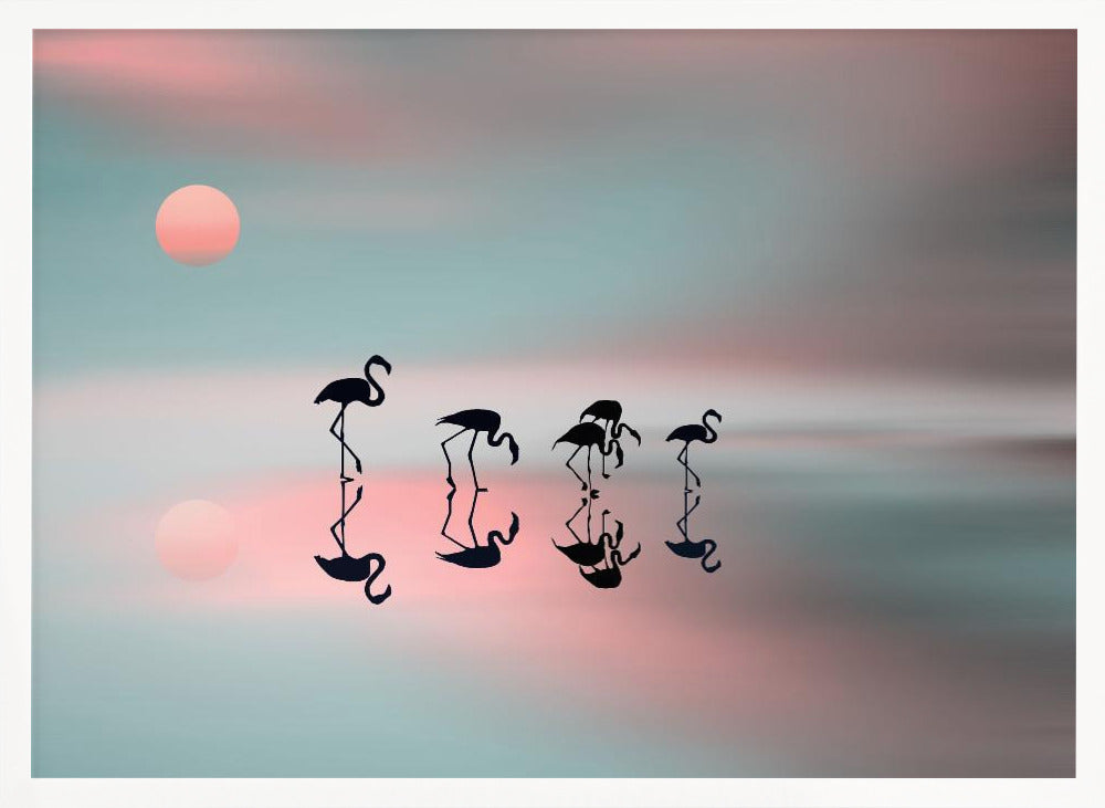 Family flamingos. - Poster / Art Print