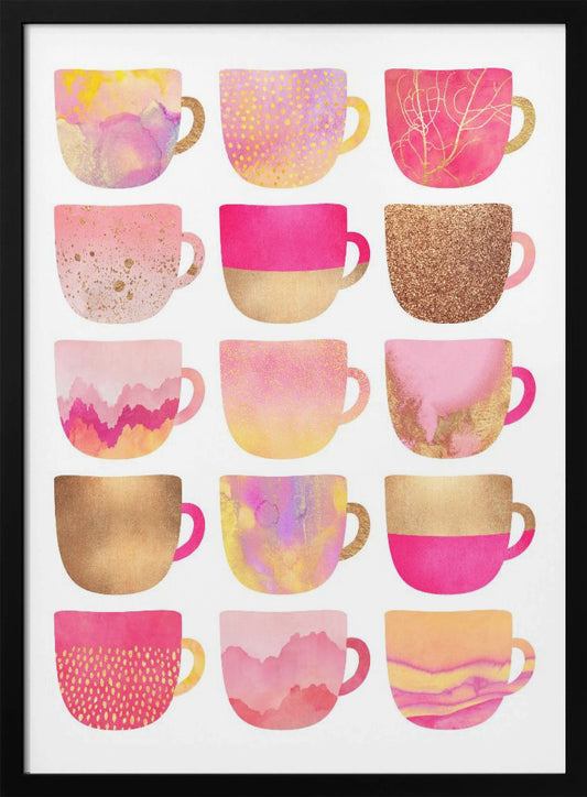 Pretty Pink Coffee Cups - Poster / Art Print