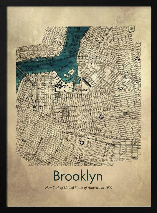 Brooklyn karta - Poster / Art Print