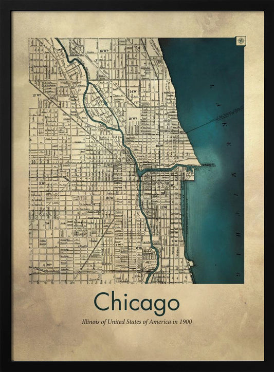 Chicago karta - Poster / Art Print