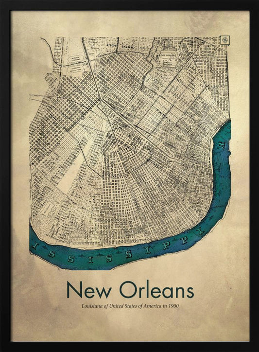 New Orleans karta - Poster / Art Print