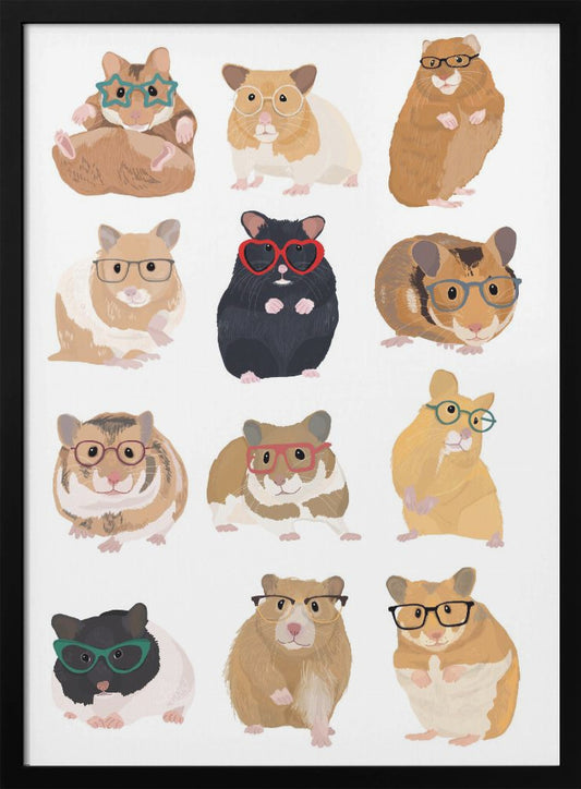 A1 Hamsters In Glasses - Poster / Art Print