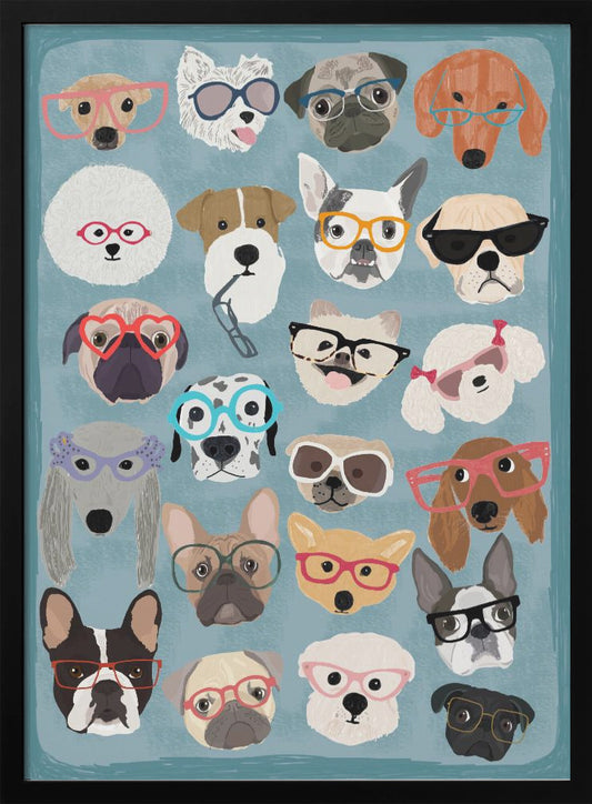 Puzzle Dogs In Glasses - Poster / Art Print