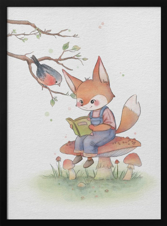 Fox and Bird Illustration - Poster / Art Print