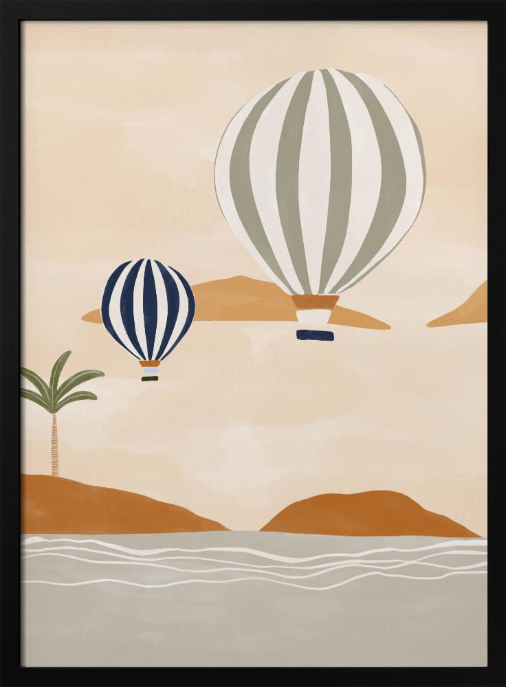 Airballoons In Dessert - Poster / Art Print