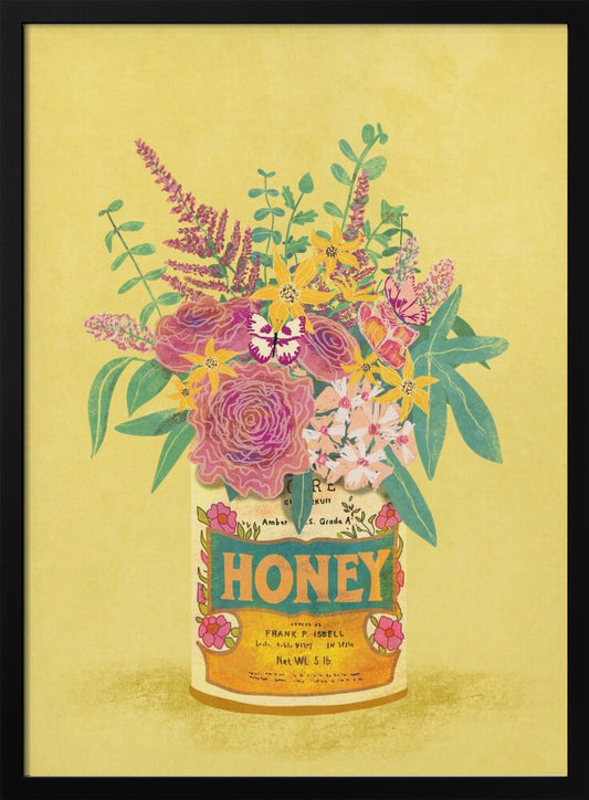 Flowers In a vintage Honey Can - Poster / Art Print