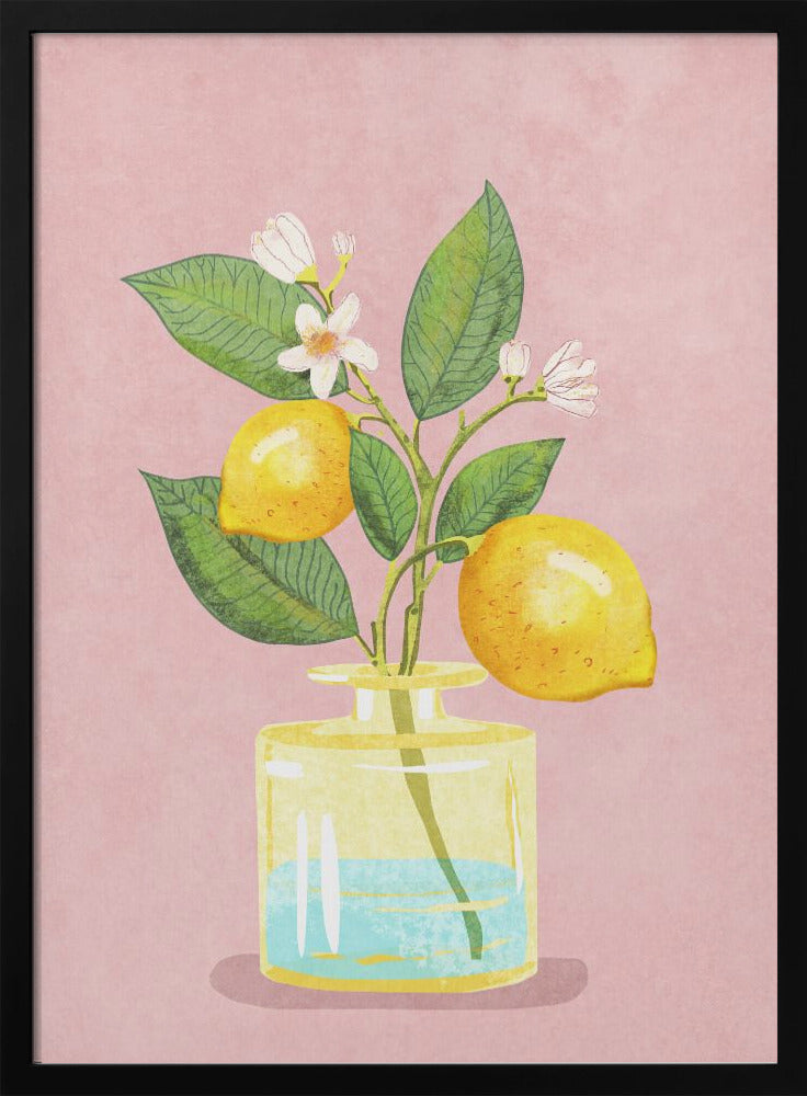 Lemon Bunch In Vase - Poster / Art Print