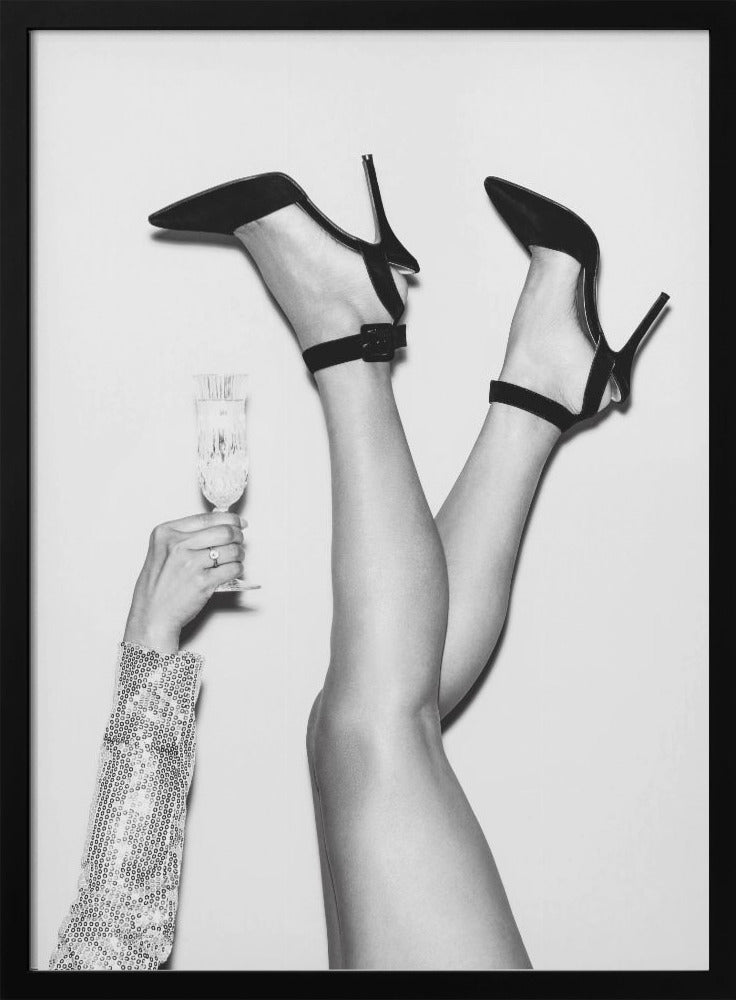 Champagne legs Black and White - Poster / Art Print