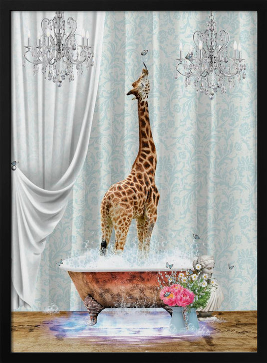 Giraffe & Bubbles - Poster / Art Print