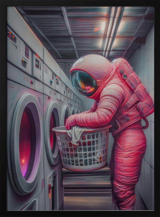 Astronaut Doing Laundry 1 - Poster / Art Print